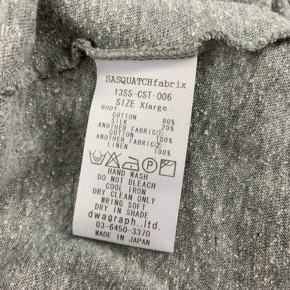 SASQUATCHfabrix Size XL Grey Cotton Silk Crew-Neck T-shirt - Picture 5 of 7